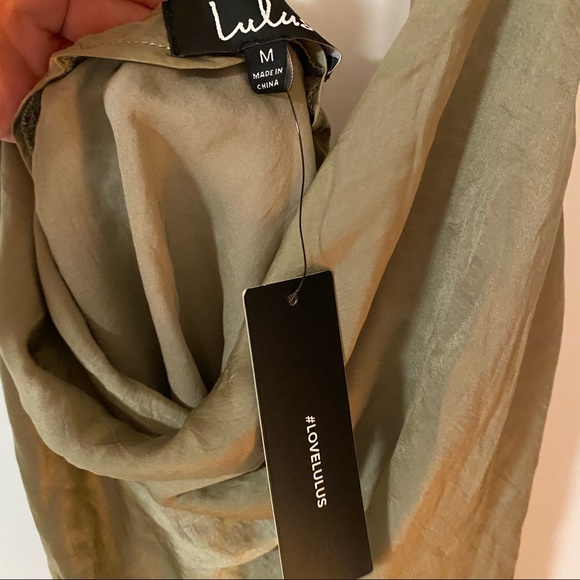 Lulus Olive Green Cowl Neck T-Back Top, Size M 🌷 - Picture 7 of 10